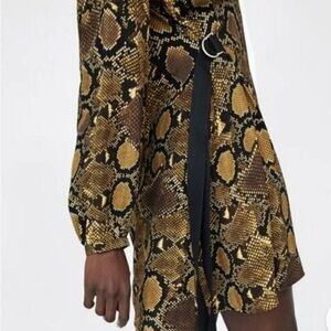 ZARA SNAKE SKIN ANIMAL PRINT LONG SLEEVE DRESS GLAM FIERCE GOLD BLACK MEDIUM